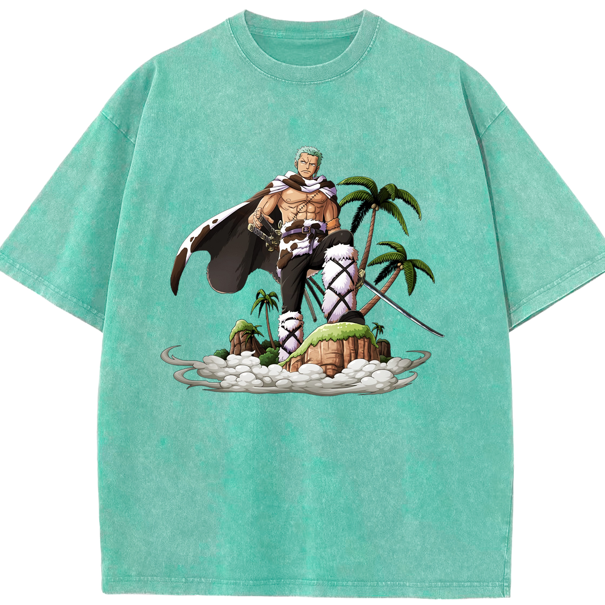 ワンピース ロロノア・ゾロ ONE PIECE Roronoa Zoro 綿100% ヴィンテージ風 半袖Tシャツ（フロントプリント）